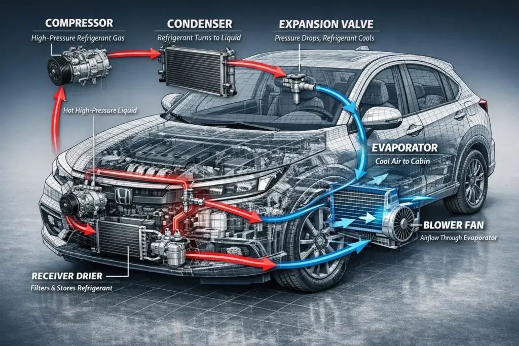 ilustrasi cara kerja ac mobil honda hrv ksi ac mobil malang
